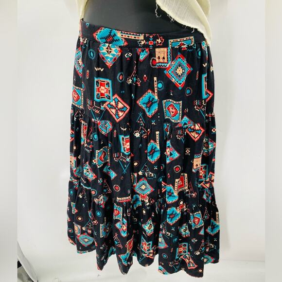 Vintage western black tiered midi skirt - Picture 2 of 4